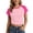 Pink1#9527, variant on Women's Short Sleeve Crop Tops Patchwork Color Slim Summer Tees for Women