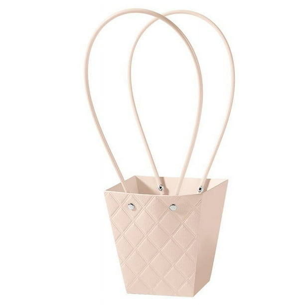 Xiao Hua bolsas de regalo para el Día de la Madre, portátiles, con asa, impermeables, para arreglos florales, 12 x 7,6 x 12,5 cm (rosa claro).