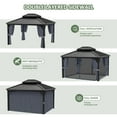thumbnail image 4 of GVDV Hardtop Gazebo, 10'x12' Outdoor Double Galvanized Roof Canopy, Aluminum Frame Pavilion with Curtains and Nettings, 4 of 8