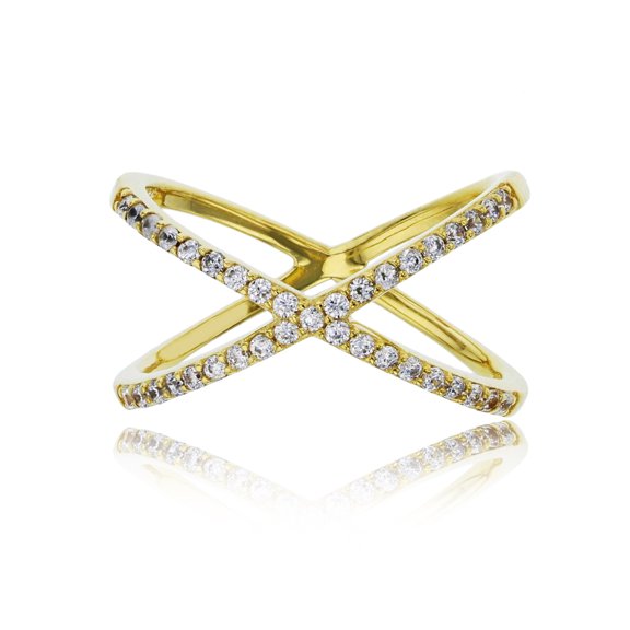 Decadence Sterling Silver Yellow Criss Cross "X" Fashion Ring