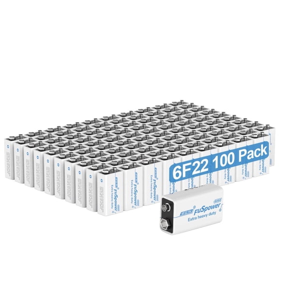 Pilas Fuspower Super Heavy-Duty de 9 V, 100 unidades (paquete de 1)