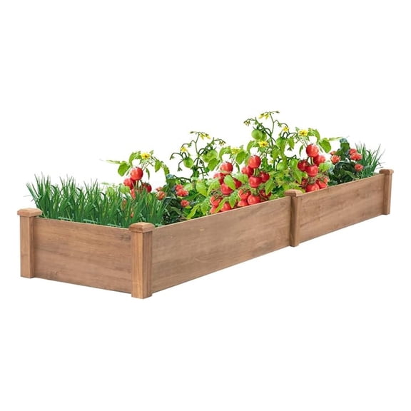 Raised Garden Bed Without Legs 8x2Ft ft Large Elevated Wood Planter Box for Vegetables, Flowers, , and (Brown)