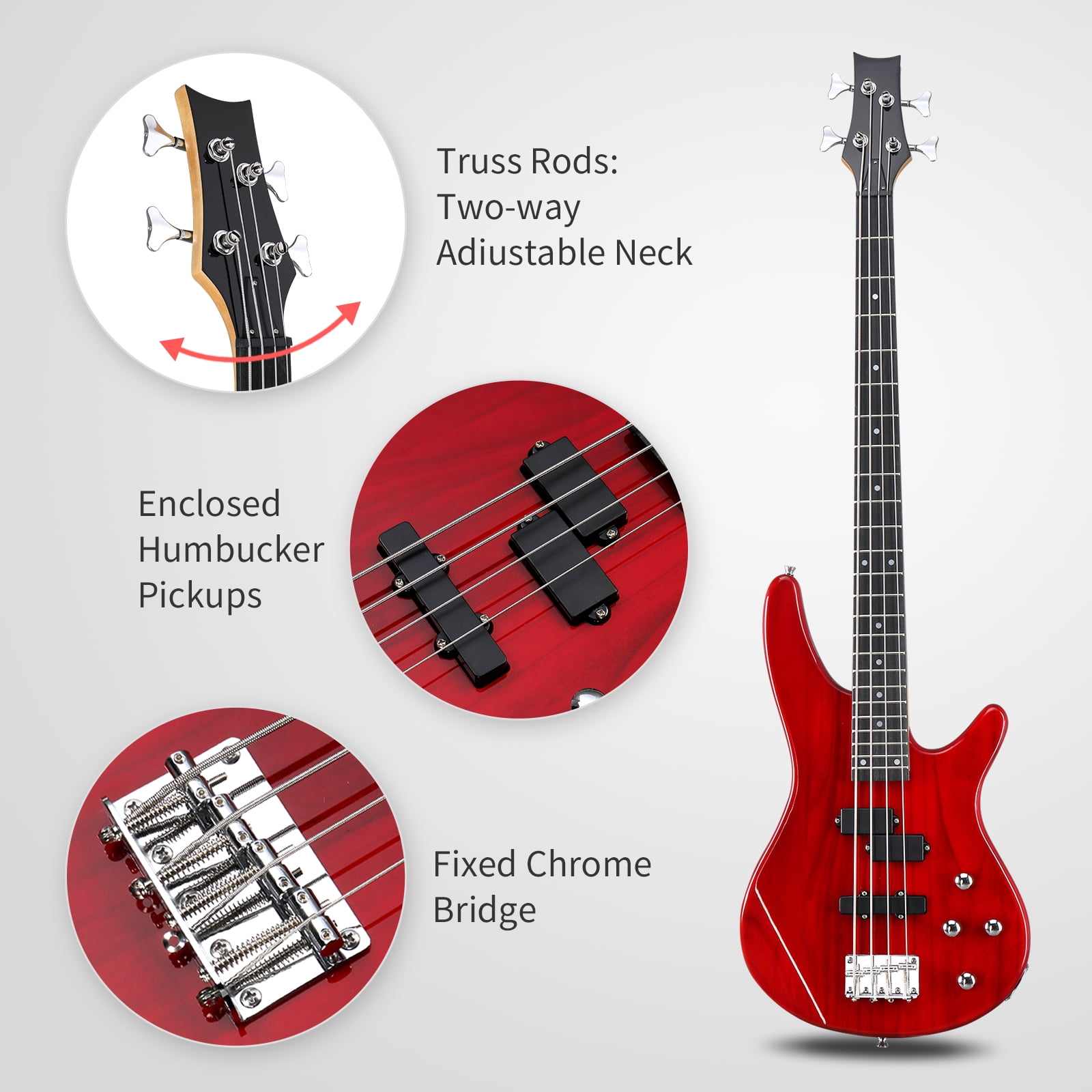 Ktaxon 4 String Electric Bass Guitar 44in Full Size Kit with
