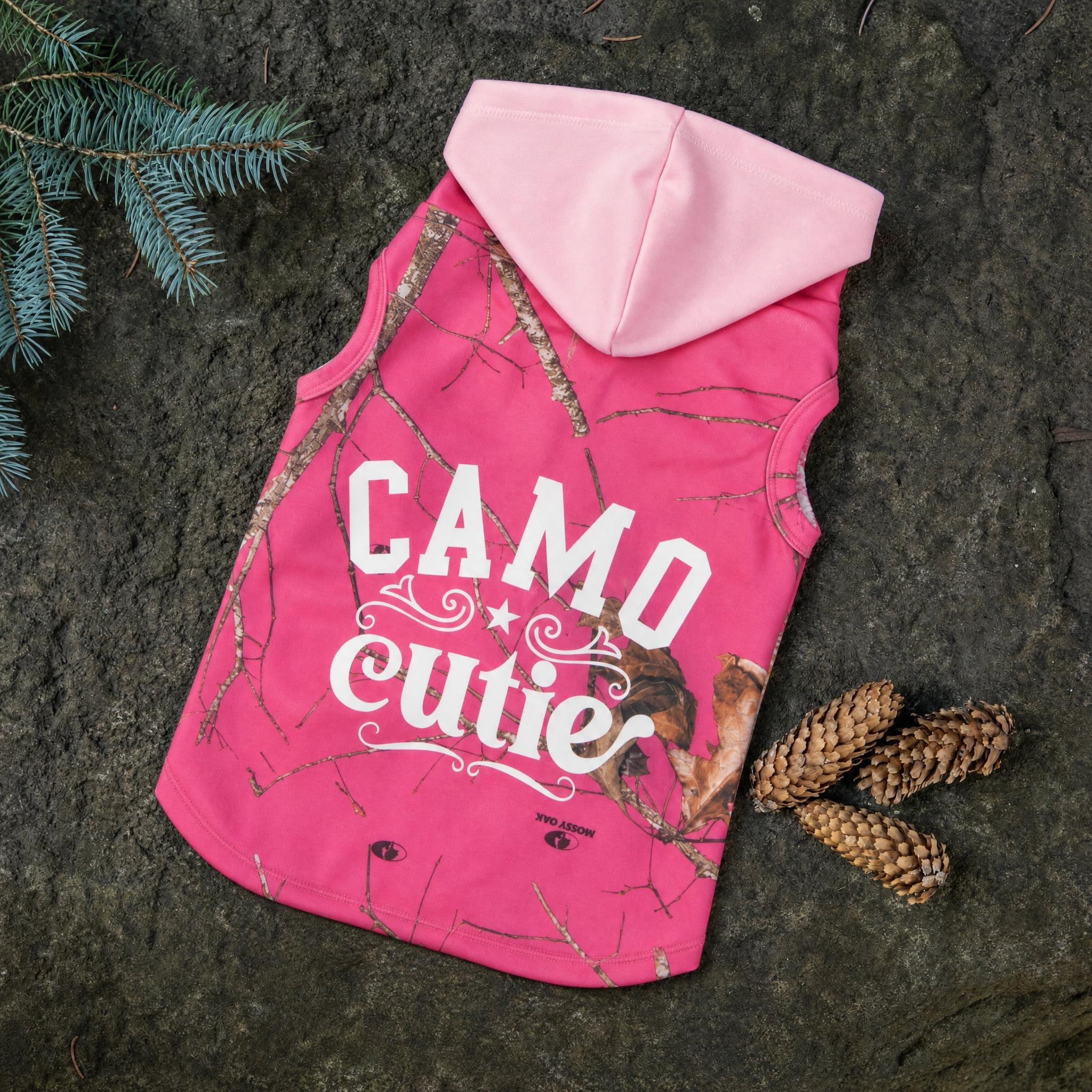 Mossy Oak Camo Cutie Fall Dog Hoodie, Pink, Medium
