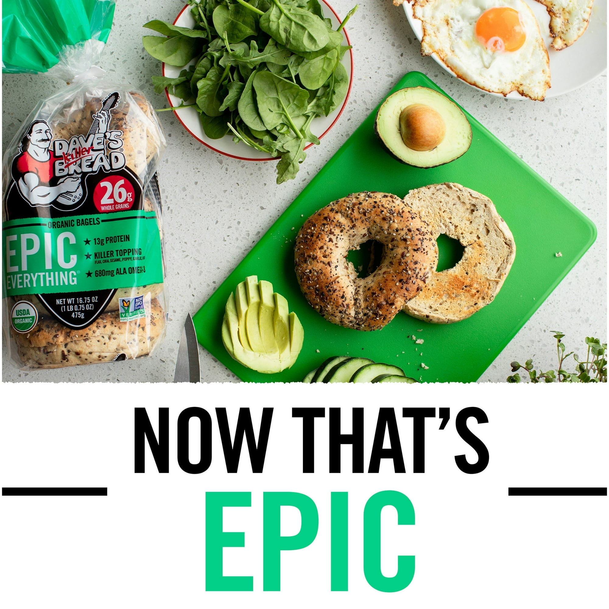 Dave's Killer Bread Epic Everything Organic Bagels, 16.75 oz, 5 Ct