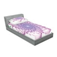 thumbnail image 2 of Ambesonne Flower Fitted Sheet & Pillow Sham Set, Floral Harmonic Spirals, Twinxl, Violet, 2 of 2