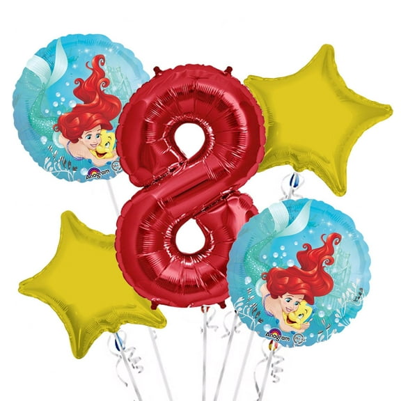Ariel Balloon Bouquet 8th Birthday 5 pcs - Party Supplies