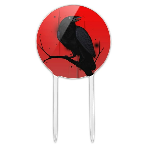 Acrylic Crow on Branch Cake Topper Party Decoration for Wedding Anniversary Birthday Graduation