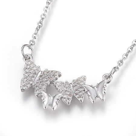 1Pcs Butterfly Pendant Necklaces Minimalist Chain Necklace Choker with Cubic Zirconia for Men Women Personalized Jewelry Gift Stainless Steel Color 18.6 inch(47.5cm) Pendant: 23.5x14.5x2.5mm diy