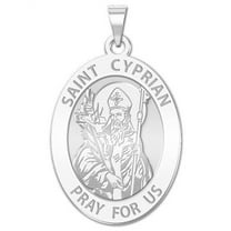 PicturesOnGold.com Saint Cyprian Oval Religious Medal Female Adult - 3/4 inch X 1 inch -Sterling Silver