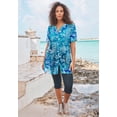 thumbnail image 2 of Roaman's Women's Plus Size Angelina Crinkle Crepe Y-Neck Short Sleeve Tunic, 2 of 5