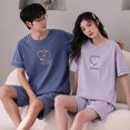 thumbnail image 1 of Conjunto de pijamas a juego para hombre y mujer, ropa de dormir de algodón, informal, para el hogar, 1 of 4