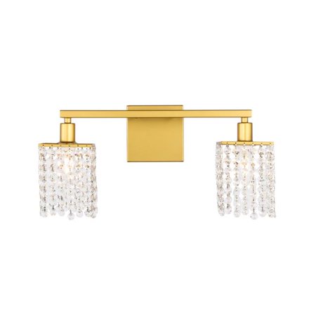 

Phineas 2 Light Brass & Clear Crystals Wall Sconce