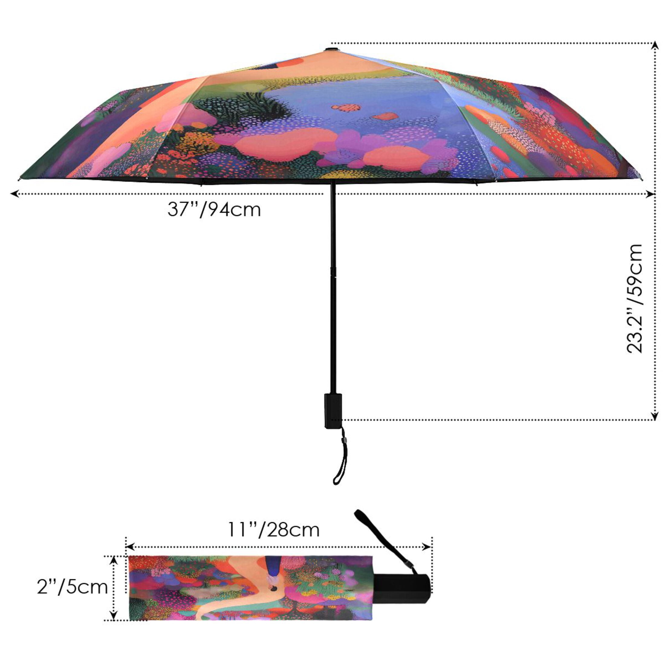 Compact Sun Umbrella Windproof Travel Umbrellas for Rain Strong Portable UV Protection Woman Walking in Garden