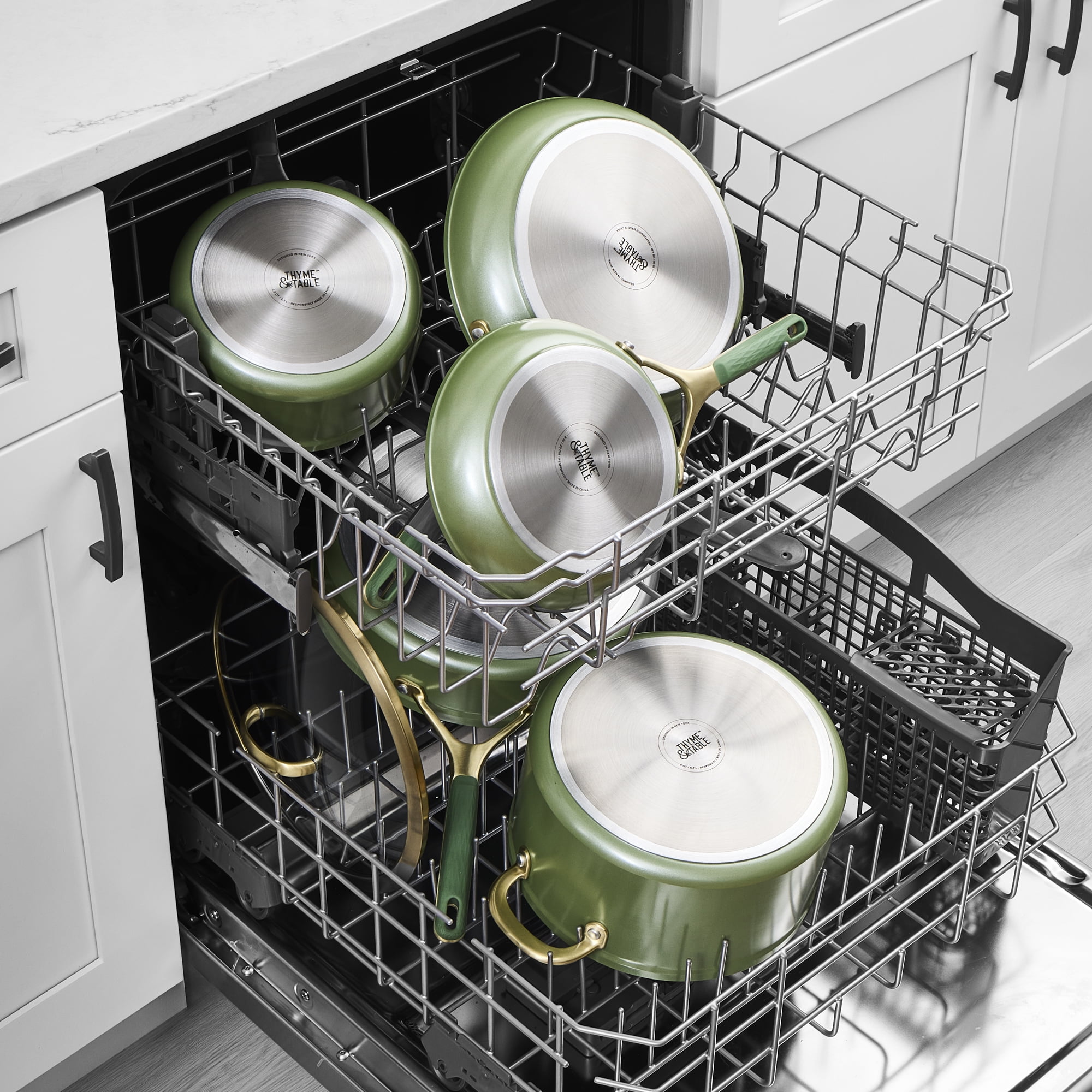 Thyme & Table Supreme 12-Piece Cookware Set Non-Stick - Olive