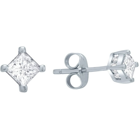 1 Carat T.W. Princess-Cut Diamond 10kt White Gold Stud Earrings