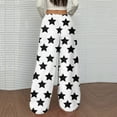 thumbnail image 4 of Flannel Pajama Pants Women Baggy Wide Leg Fleece Lounge Pants Soft Fluffy Star Print Pajama Pants 2025 Fashion Comfy Elastic Waist Sweatpants White XL, 4 of 5