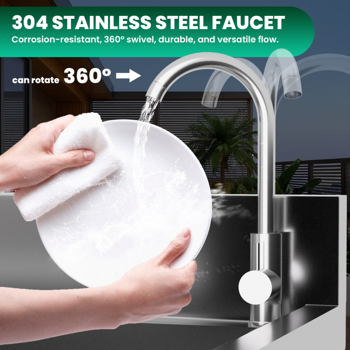 ​​Stainless Steel Utility Sink (Single Bowl), 47.3" Full Length, 198 lb Workbench, Commercial Kitchen Sink for Restaurant, Farm, Laundry Duty