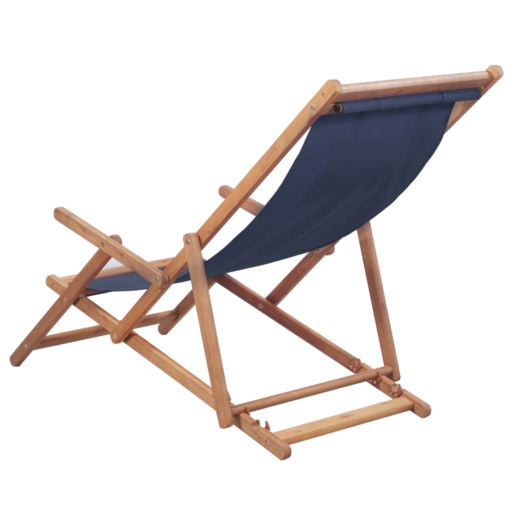 Suzicca Folding Beach Chair Fabric and Wooden Frame Blue - image 3 of 7