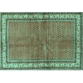 thumbnail image 1 of Ahgly Company Machine Washable Indoor Rectangle Persian Turquoise Blue Traditional Area Rugs, 8' x 10', 1 of 4