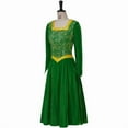 thumbnail image 2 of Women’s Princess Fiona Inspired Green Velvet Maxi Dress Classic Elegant Style Gown, 2 of 9