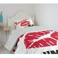 thumbnail image 4 of Ambesonne Birthday Quilted Bedspread Set 2 Pcs, Kiss Me I am 60 Words, Twin Size, Black Red, 4 of 6