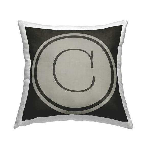 Stupell Industries Vintage C Initial Round Typewriter Style Key Design by Ziwei Li Throw Pillow