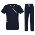 thumbnail image 2 of Ensemble de Sarraus pour Femmes Confortable à Manches Courtes Uniforme d'Infirmière Haut et Bas 2TG, 2 of 9