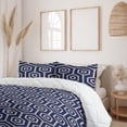 thumbnail image 2 of Ambesonne Ethnic Down Alternative Quilt Comforter, Folk Art Ikat Pattern Zigzag, Twin, Navy Blue and Eggshell, 2 of 5