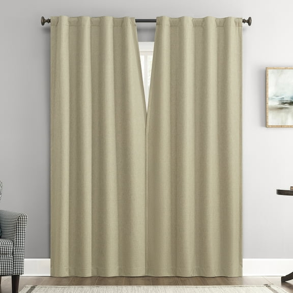 Sun Zero Vance 2-Piece Magnetic Closure 100% Blackout Back Tab Curtain Panel Pair, 37"x84", Taupe