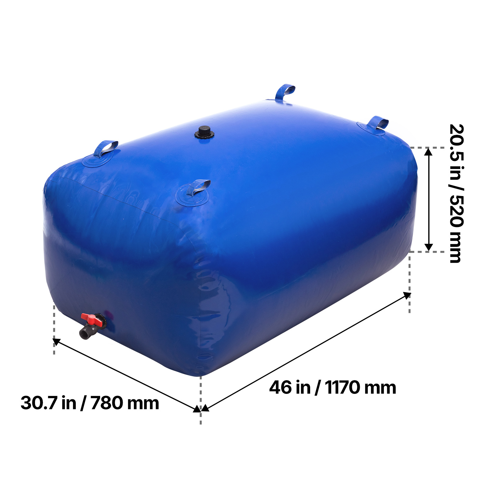 KFFKFF Collapsible Water Storage Bladder, 105.7 Gallon/400L Capacity Portable Container, 1000D Double-Layer PVC Soft Tank for Outdoor Use, Gardening, and Camping (Blue)