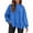 Blue, variant on Women's Outside Seam Knit Sweater, 50% Viscose 30% Polyamide 20% Polyester Oversized Crew Neck Tunic with Side Splits and Long Sleeves