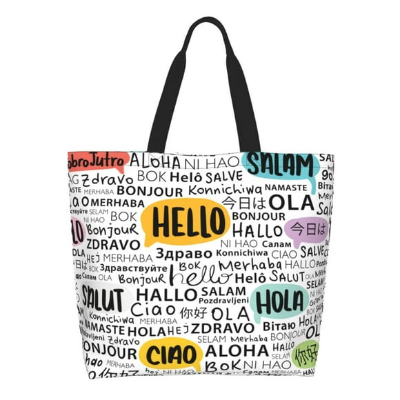 Disketp Hello Bolsa Tote Estampada para Mujer, Bolso de Hombro y de Mano para Compras y Viajes