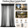 thumbnail image 2 of Extra Wide Outdoor Curtains, Waterproof Mesh Screen for Privacy, Bug Netting for Patio Porch Balcony Pergola Terrace, 78.74" x 95.28", Topliu, 2 of 8