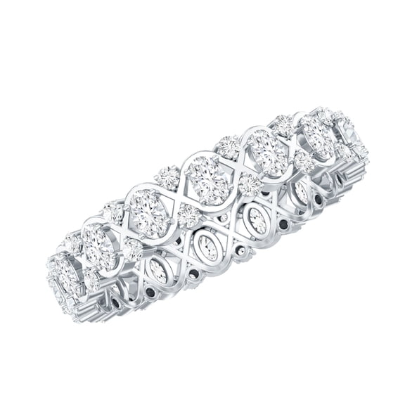 Rosec Jewels Lab Grown Diamond Anniversary Band Ring - Infinity Ring - EF-VS Quality Certified, 925 Sterling Silver, US 4.00