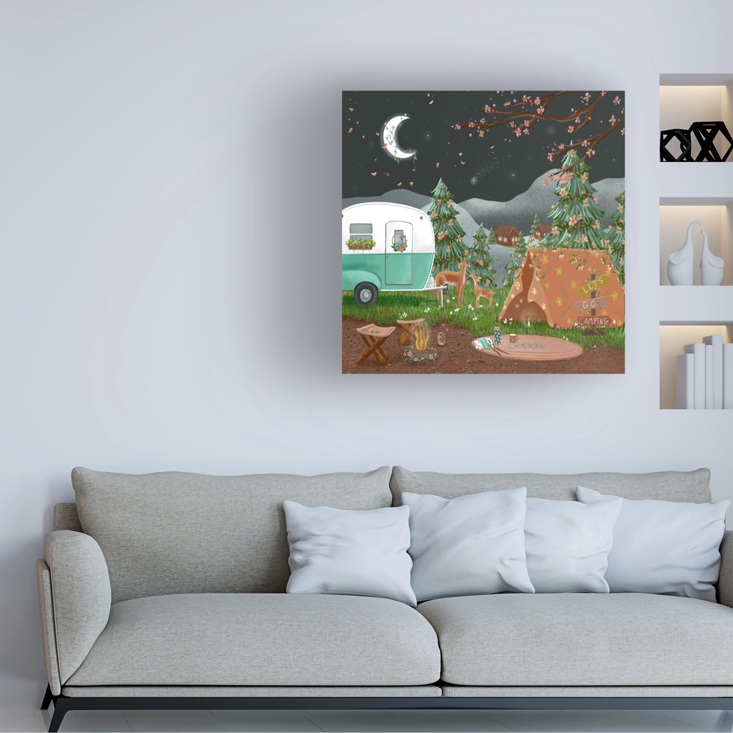 Canvas Wall Art - Christine Rotolo 'Lets Go Camping' Wall Art for Living Room, Bedroom, or Office DÃ©cor by Trademark Fine Art - 24 x 24 Inches