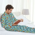 thumbnail image 6 of Yiaed Artoon Transport Print Men’s Pajamas Set - Long Sleeve Button Down Sleep Shirt and Pajama Bottoms Sleepwear Set Mens Pjs Sets Men's Pajama Bottoms-XX-Large, 6 of 7