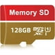 thumbnail image 1 of Tarjeta MicroSD 128GB de Gran Almacenamiento, Perfecta para Dispositivos Digitales como Cámaras, Drones y Smartphones - Diseño Dorado, 1 of 6