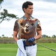 thumbnail image 3 of Fotbe Fluffy Alpaca Mountain Meadow Pattern Men’s Golf Polo Shirt – Breathable Performance Golf Shirt with Button-Down Collar-X-Large, 3 of 6