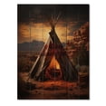 thumbnail image 3 of Designart "Embracing Tradition Orange Native Tipi Heritage I" Cityscapes Print on Natural Pine Wood, 3 of 5