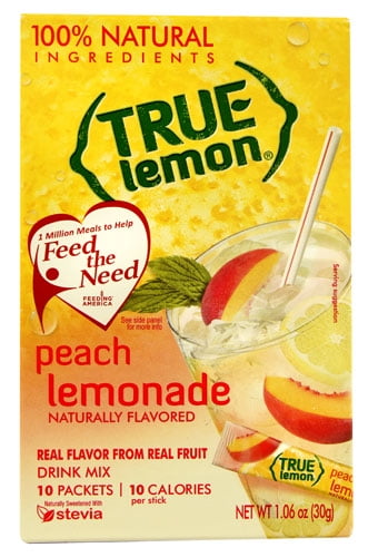 True Citrus True Lemon Water Enhancer Mix Peach Lemonade -- 10 Packets pack of 3 by True Citrus