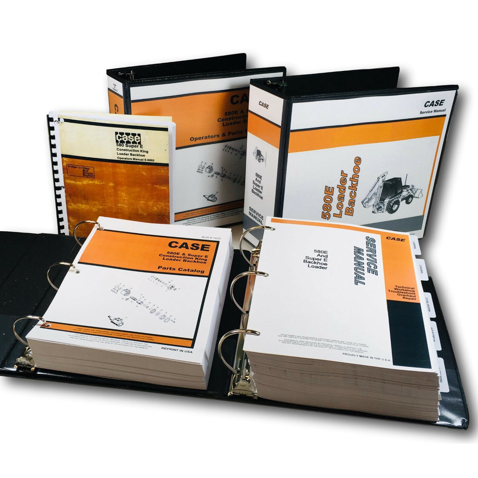 Case 580E 580Se 580 Super E Loader Backhoe Service Parts Operators Manual Book
