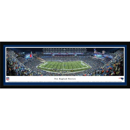 Gillette Stadium Framed - New England Patriots - 50 Yard Line at Gillette Stadium - Blakeway Panoramas NFL Print with Select Frame and Single Mat