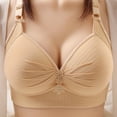 thumbnail image 2 of Racerback Bras for Women Printed Push up Together Plus Size Daily Bra Underwear No Underwire V-Neck Back-Smoothing Bra Feature Hook and Eye Closure Training Bra Style Y-377 , Beige XL, 2 of 8