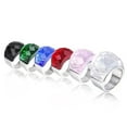thumbnail image 4 of PAURO Gemstone Rings for Women Men Chunky Big Transparent Finger Vintage Stainless Steel Silver Gold Plated Personalized Statement Unique Colorful Jewelry Style 21 Size 7, 4 of 5