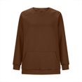 thumbnail image 6 of Duoif Fall Sweatshirts for Women, Women's Side Slit Sweatshirt - Round Neck with Pocket Womens Sweatshirt Coffee XL, 6 of 6