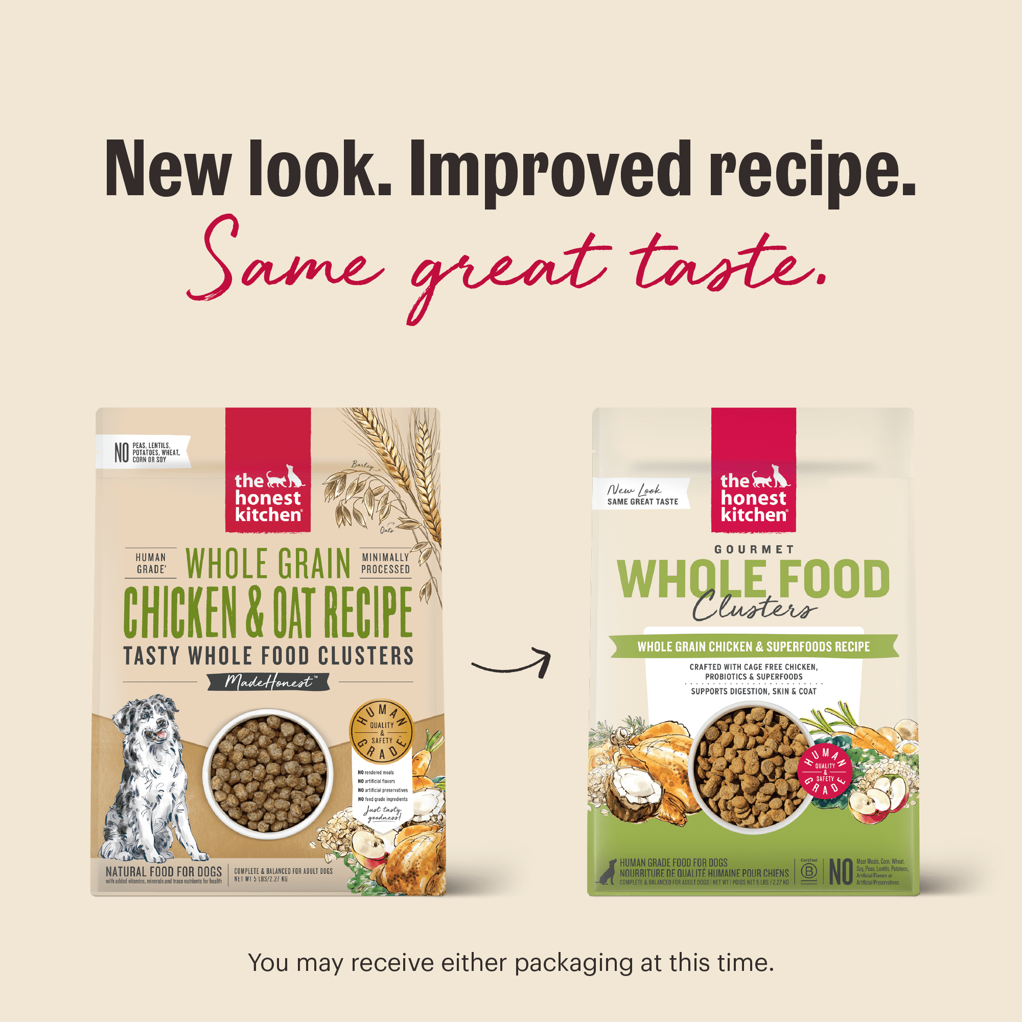 The Honest Kitchen Human Grade Dry Dog Food Whole Food Clusters Whole Grain Chicken & Oat Dry Dog Food, 5 lb Bag