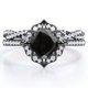 thumbnail image 1 of JeenMata Anillo Nupcial con Pavé Infinito de Moissanita y Diamantes Negros Cultivados en Laboratorio de Talla Cojín de 1,5 Quilates Engastado en Oro Negro de 18 K sobre Plata, 1 of 6