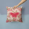 thumbnail image 2 of Butterfly Shabby Chic Pink Roses Fabric Decorative Pillow, 2 of 4