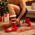 thumbnail image 6 of Lutiedan Christmas Fleece Socks for Men and Women, Fuzzy Non Slip Knit Slipper Socks, Winter Thick Warm Mid Calf Socks,Red, 6 of 8